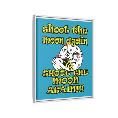 shoot the moon again - framed canvas art (turquoise)