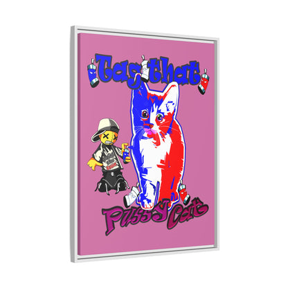 tag that - framed canvas art (light pink)