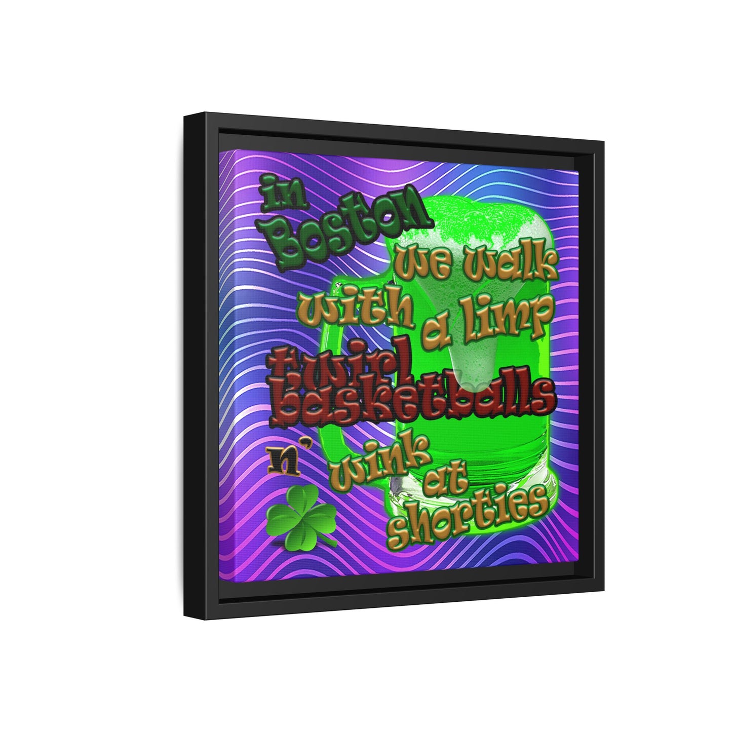 celtics logo - framed canvas art (purple wave)