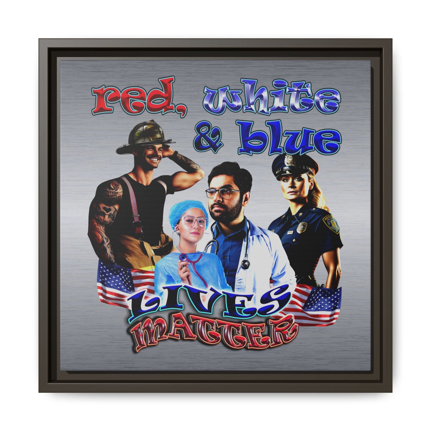 rw&b lives matter - framed canvas art (brushed nickel)