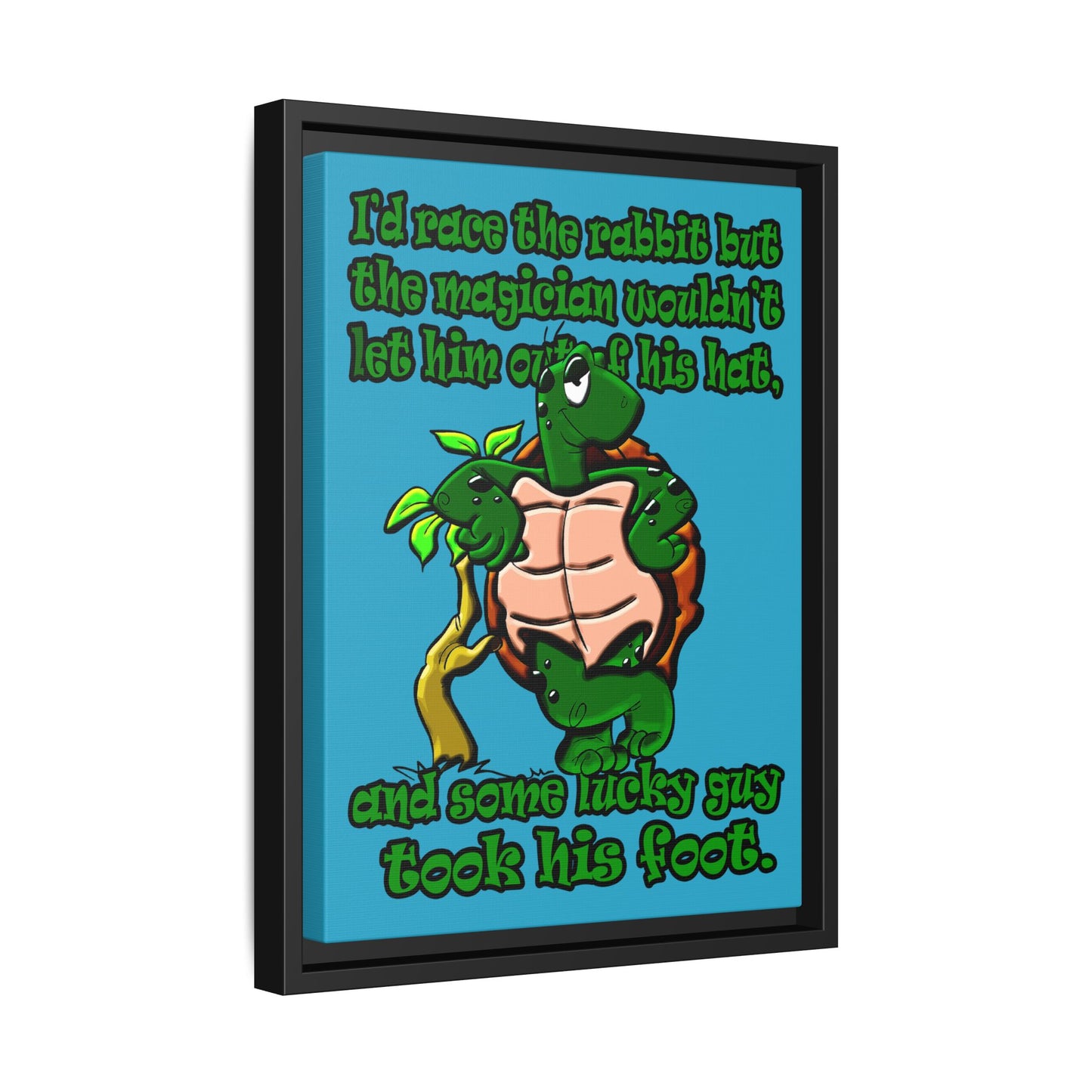 turtle race - framed canvas art (turquoise)