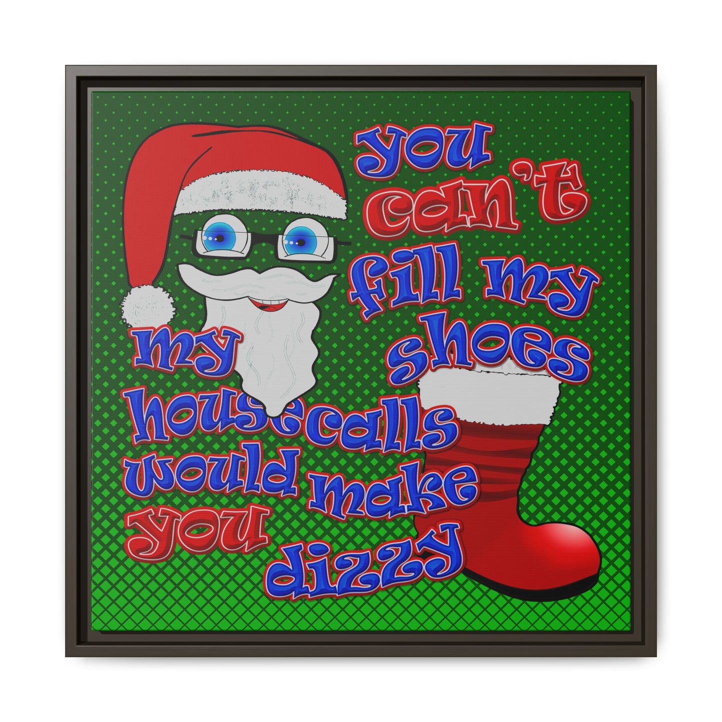 santa's shoes - framed canvas art (logo green)