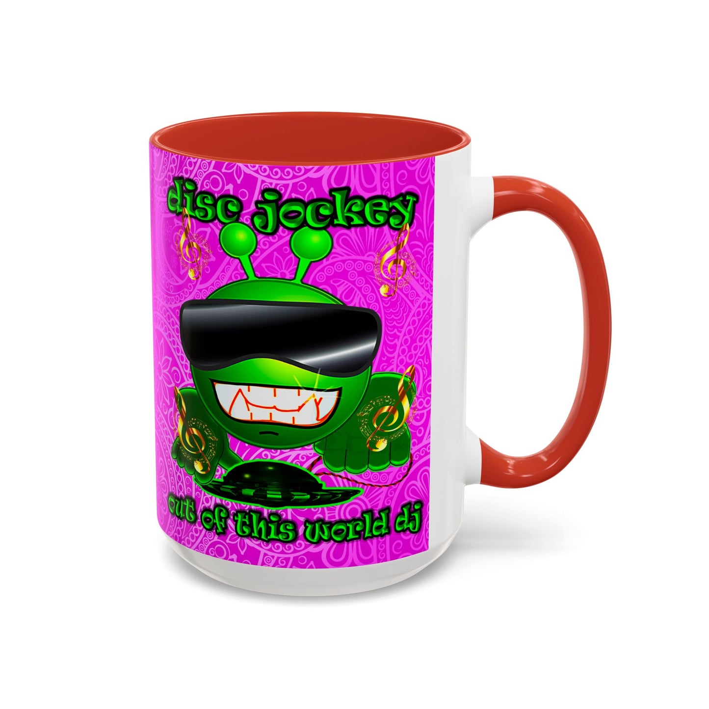 disc jockey - Accent Mug (pink swirl)