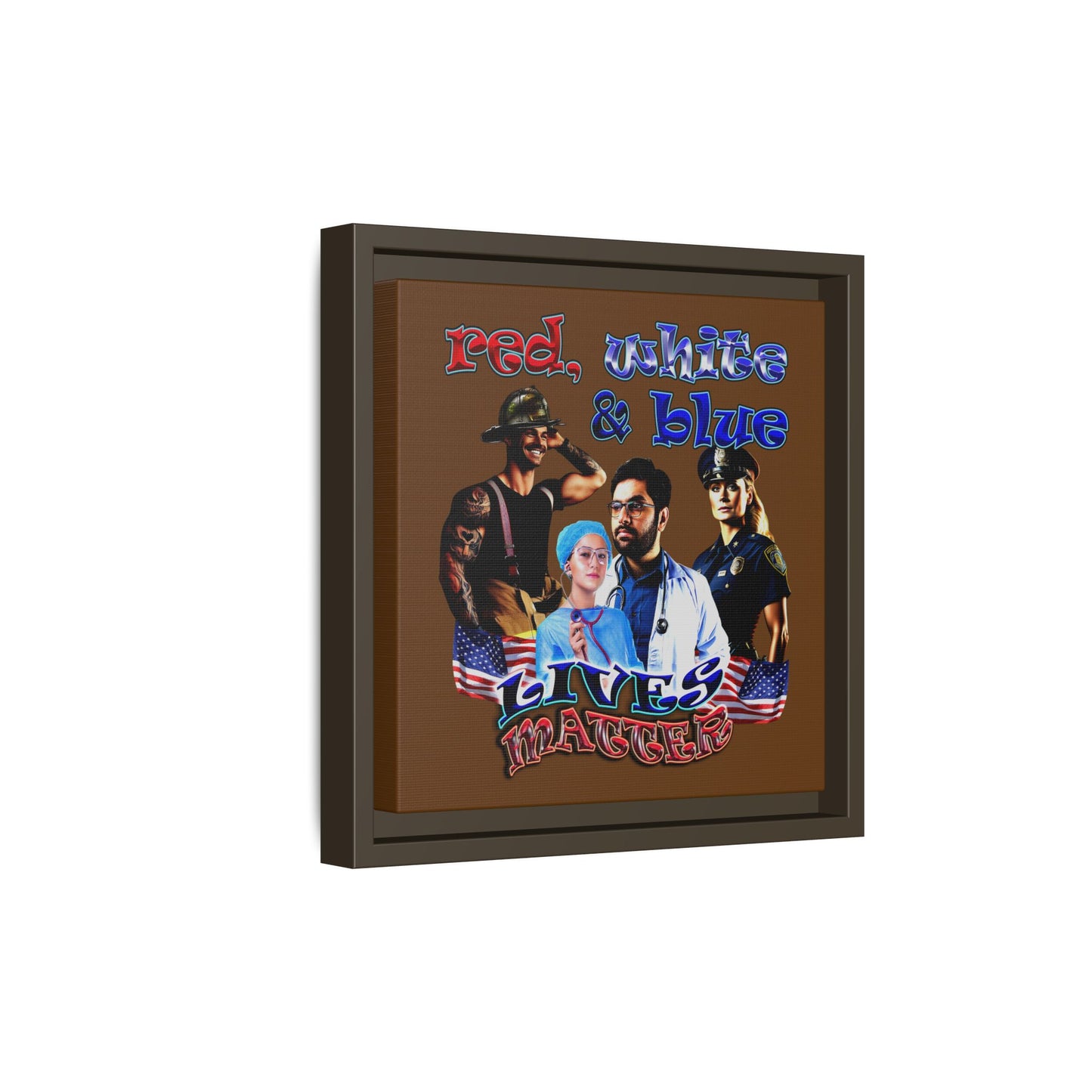 rw&b lives matter - framed canvas art (brown)