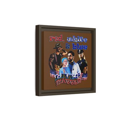 rw&b lives matter - framed canvas art (brown)