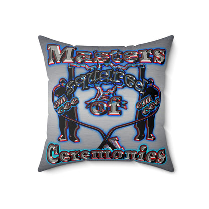 em cee squared - Faux Suede Square Pillow - (brushed nickel)