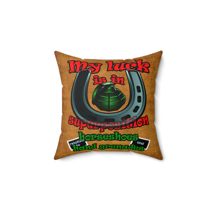 my luck - Spun Polyester Square Pillow - (dichromatic brown papyrus)