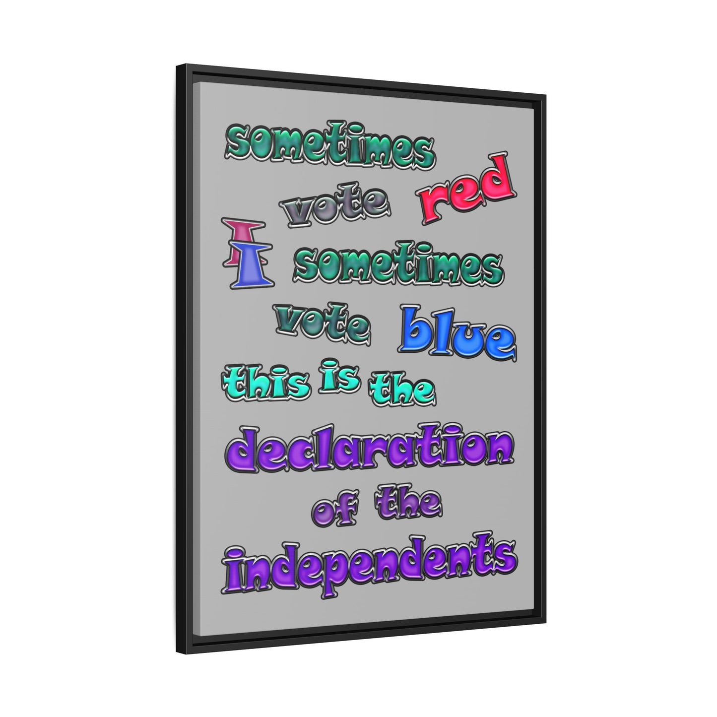 declaration of the independents - framed canvas art (light grey)