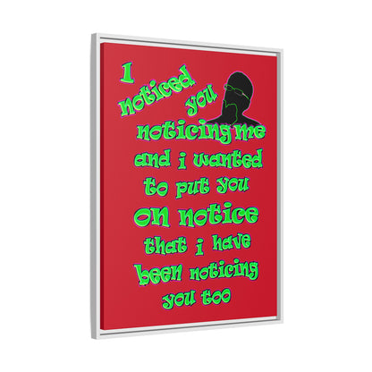 noticed you noticing - framed canvas art (dark red)