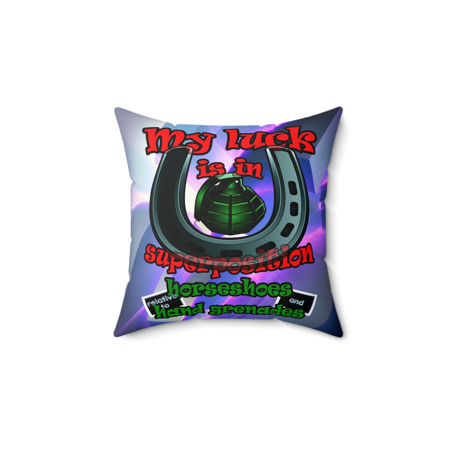 my luck - Spun Polyester Square Pillow - (grey-pink wave)