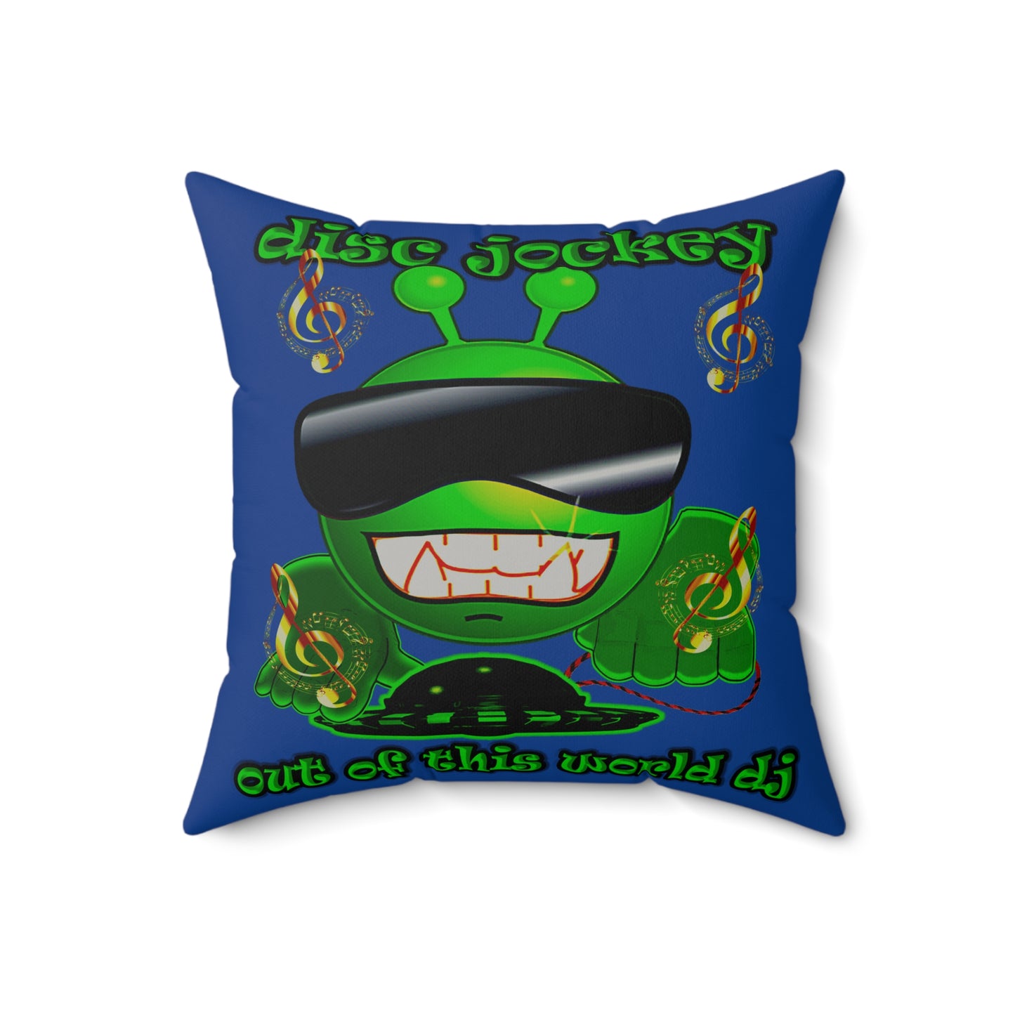 disc jockey - Faux Suede Square Pillow - (dark blue)