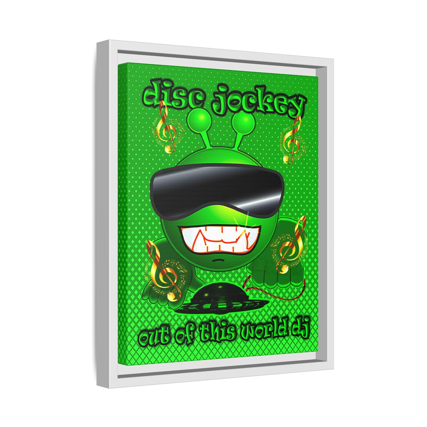 disc jockey - framed canvas art (logo green)