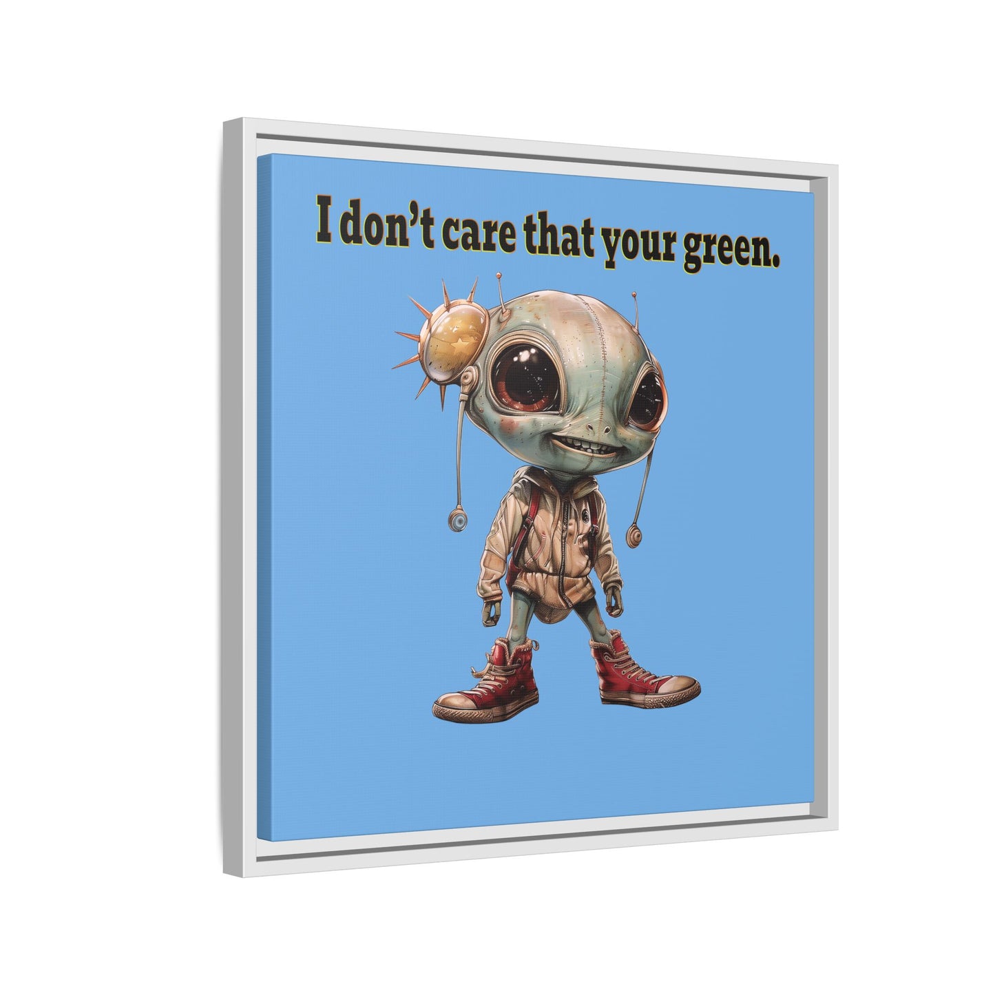 I don't care that your green - framed canvas art (light blue)