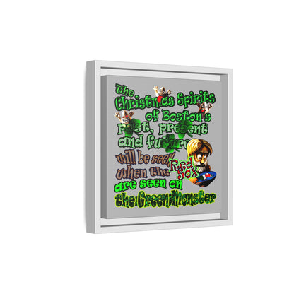 christmas spirits of boston - framed canvas art (light grey)