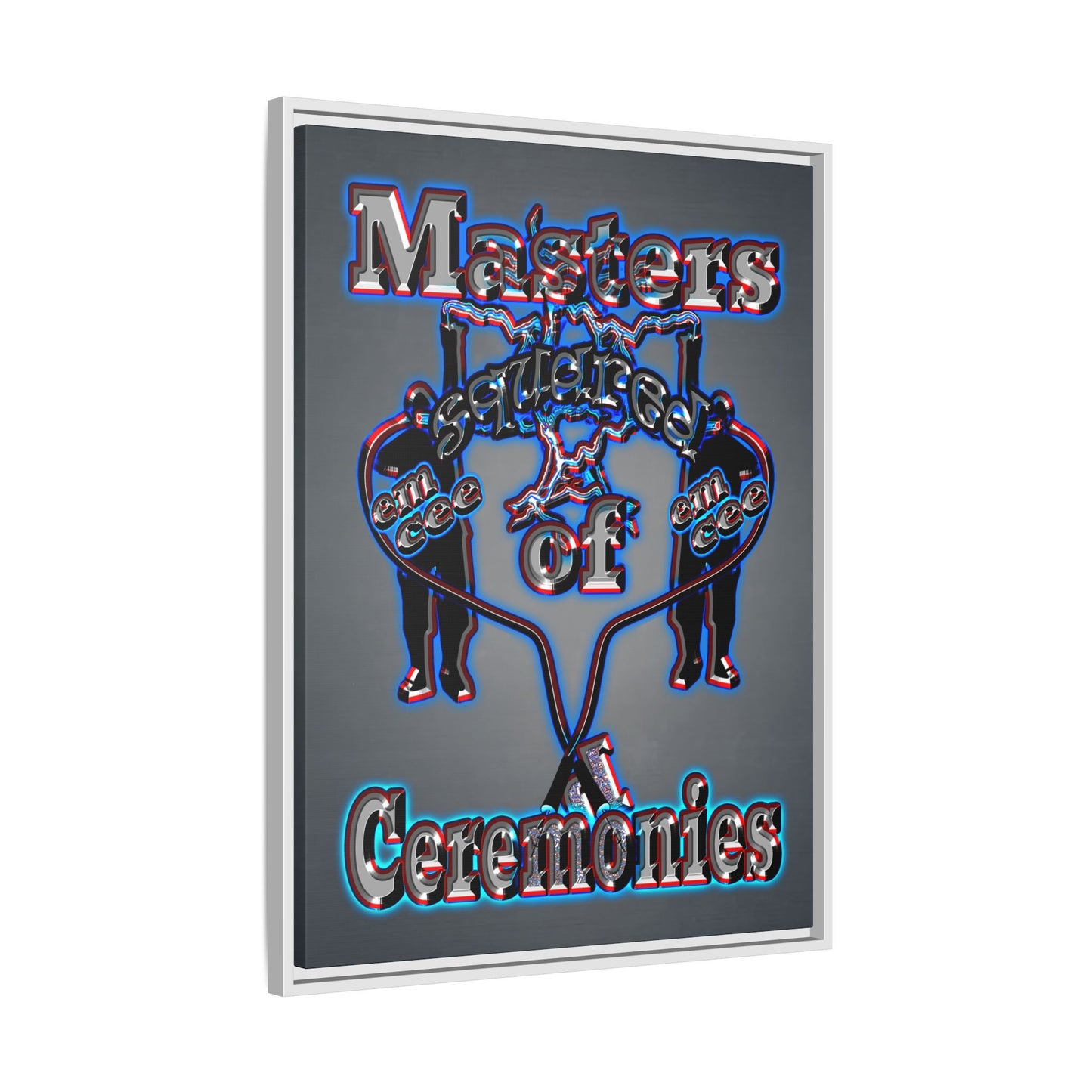 em cee squared - framed canvas art (grey-light grey)