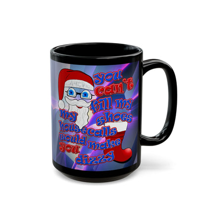 santa's shoes - Black Mug (grey-pink wave)