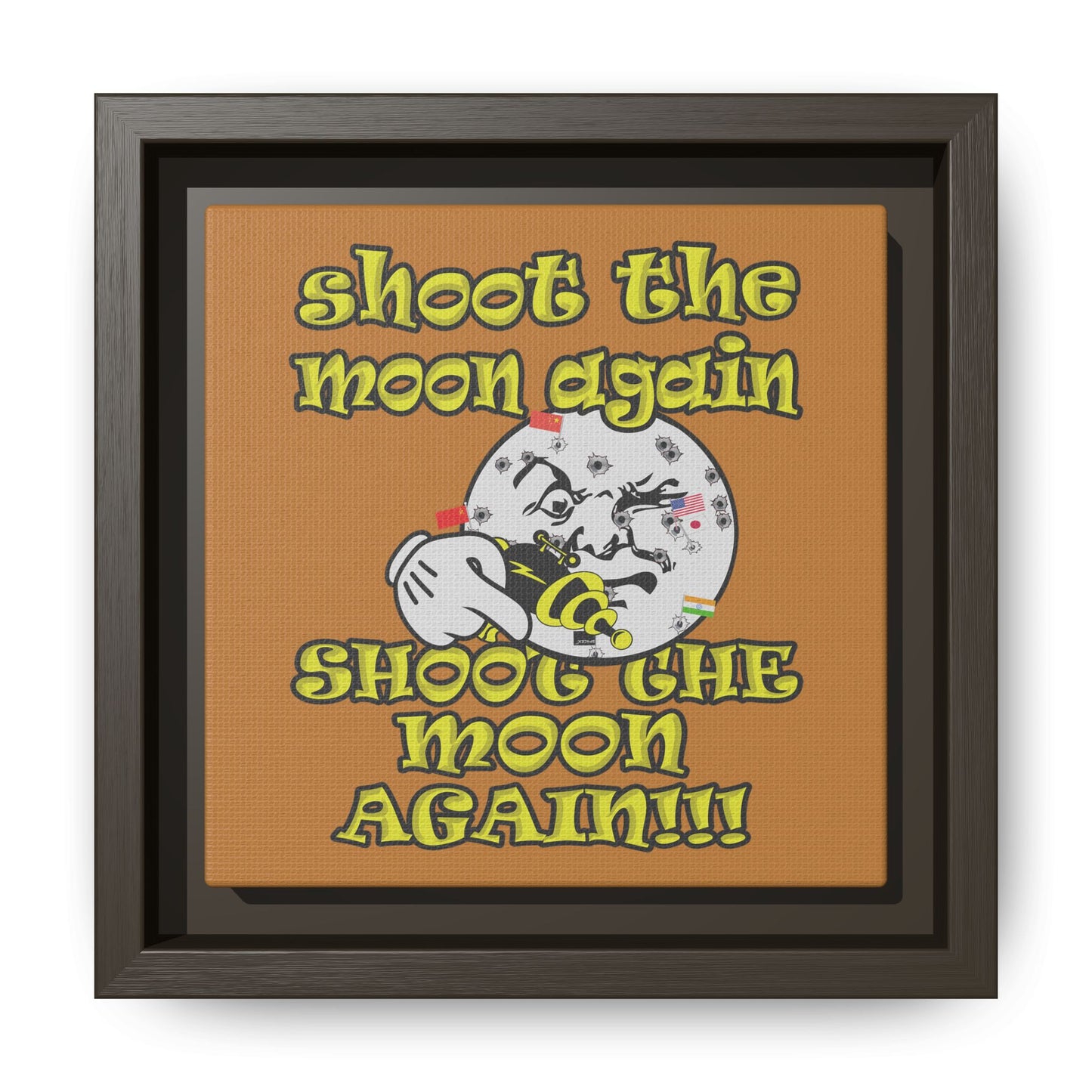 shoot the moon again - framed canvas art (light brown)