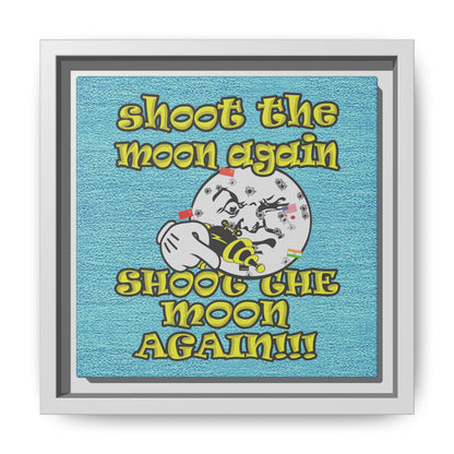 shoot the moon again - framed canvas art (faded blue)