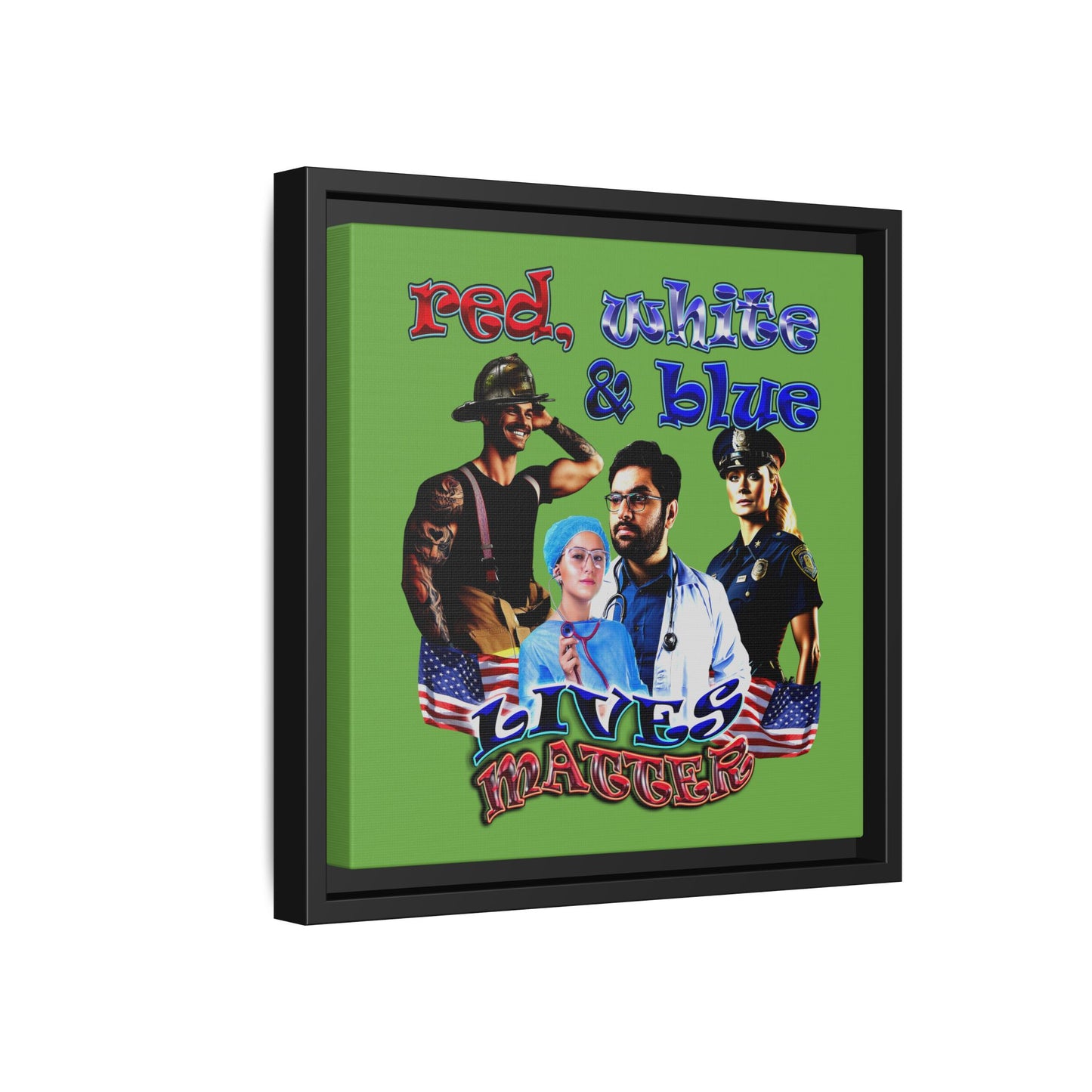 rw&b lives matter - framed canvas art (green)