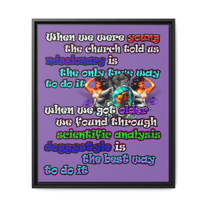 doggystyle - framed canvas art (light purple)