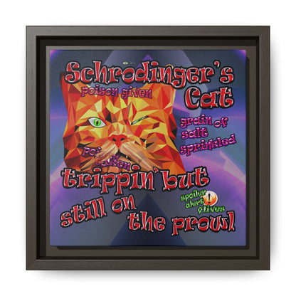 schrodinger's cat - framed canvas art (grey-pink wave)