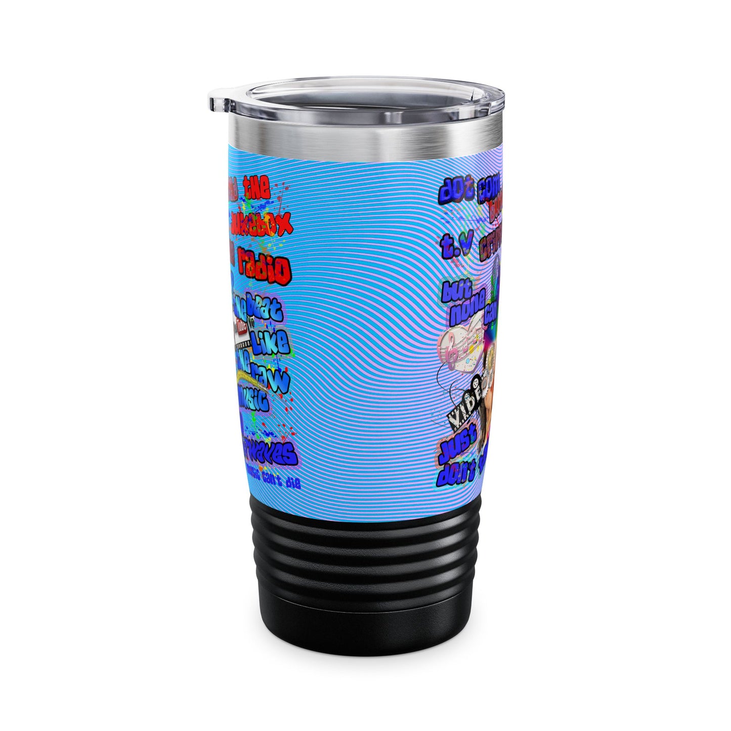 drop the beat - Ringneck Tumbler, 20oz  (light blue-purple wave)