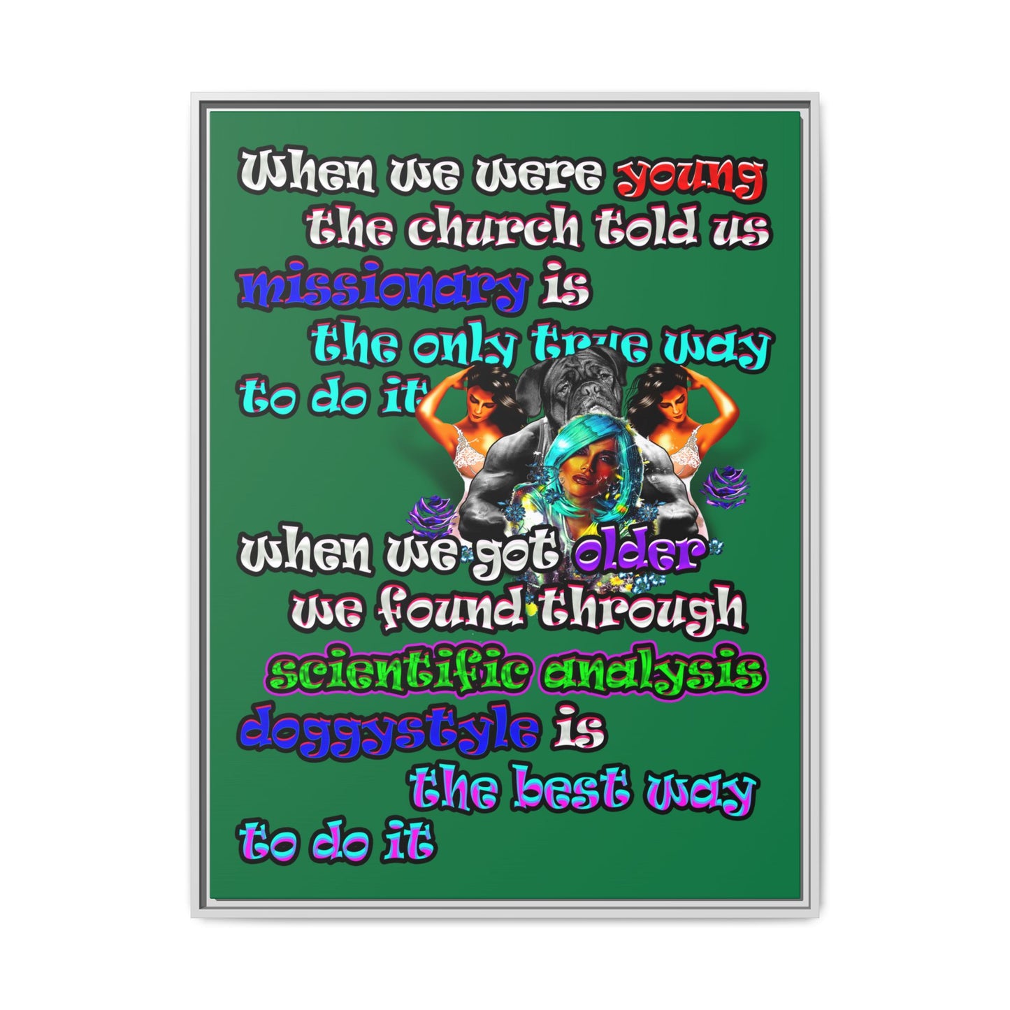 doggystyle - framed canvas art (dark green)