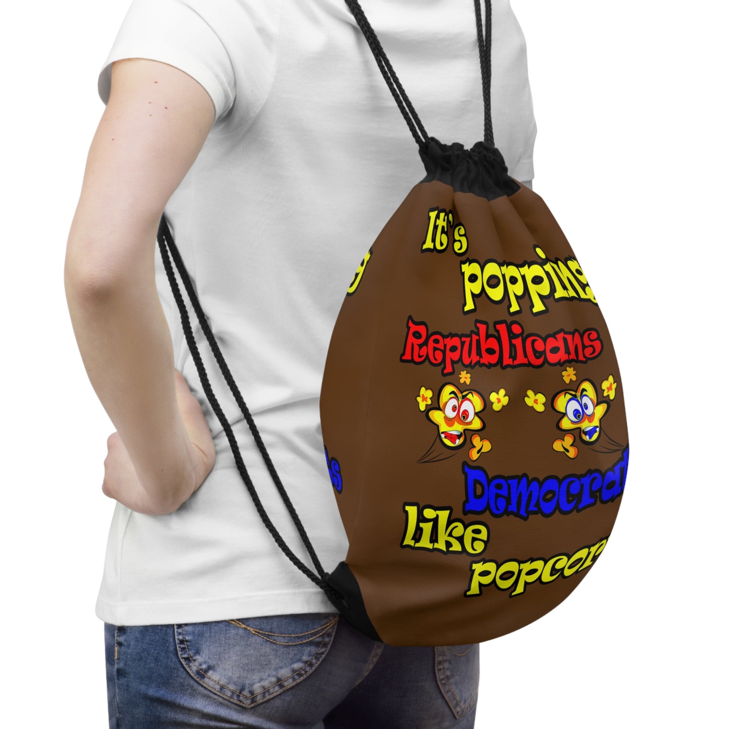 popping like popcorn - Drawstring Bag (brown)