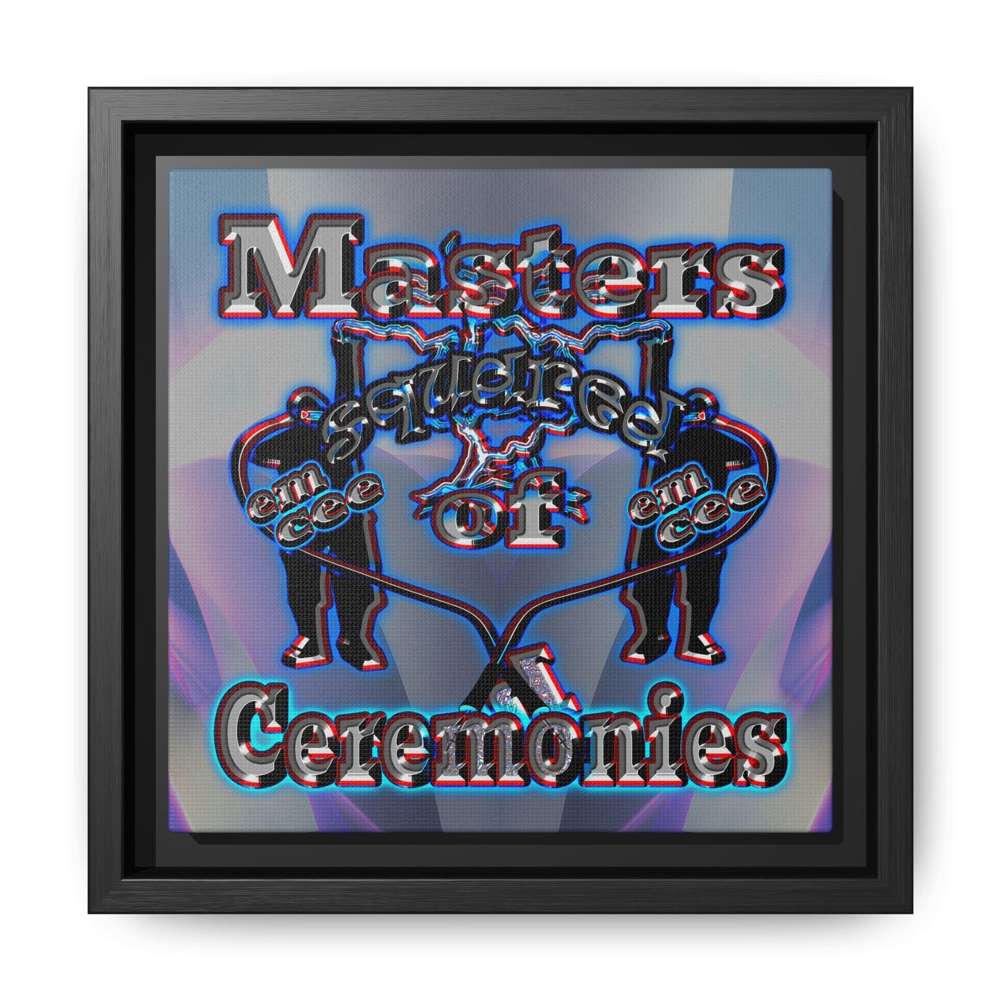 em cee squared - framed canvas art (grey-pink wave)