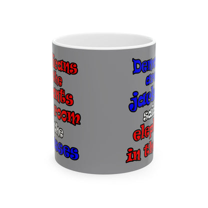 donkeys and elephants - White Mug (grey)