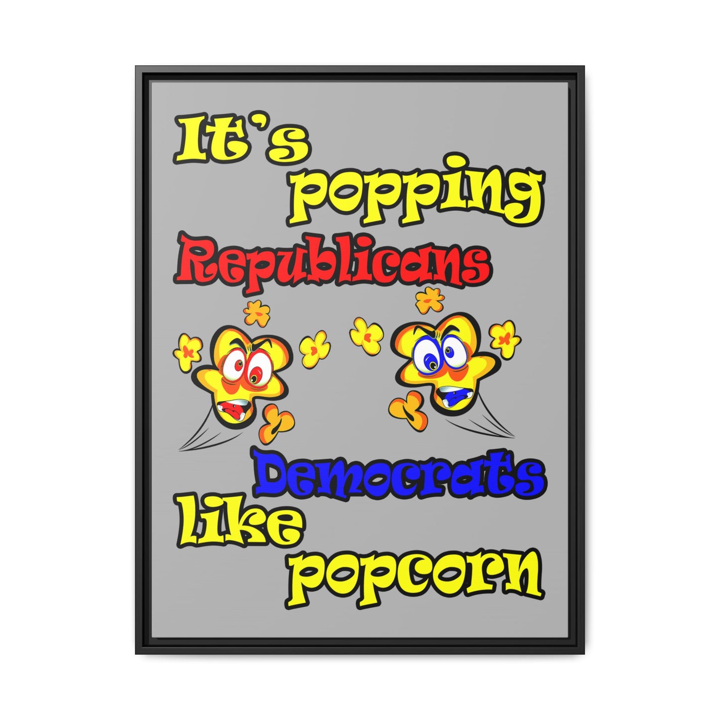 popping like popcorn - framed canvas art (light grey)