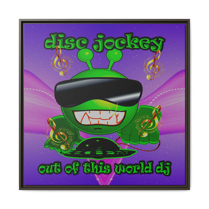 disc jockey - framed canvas art (purple-pink wave)