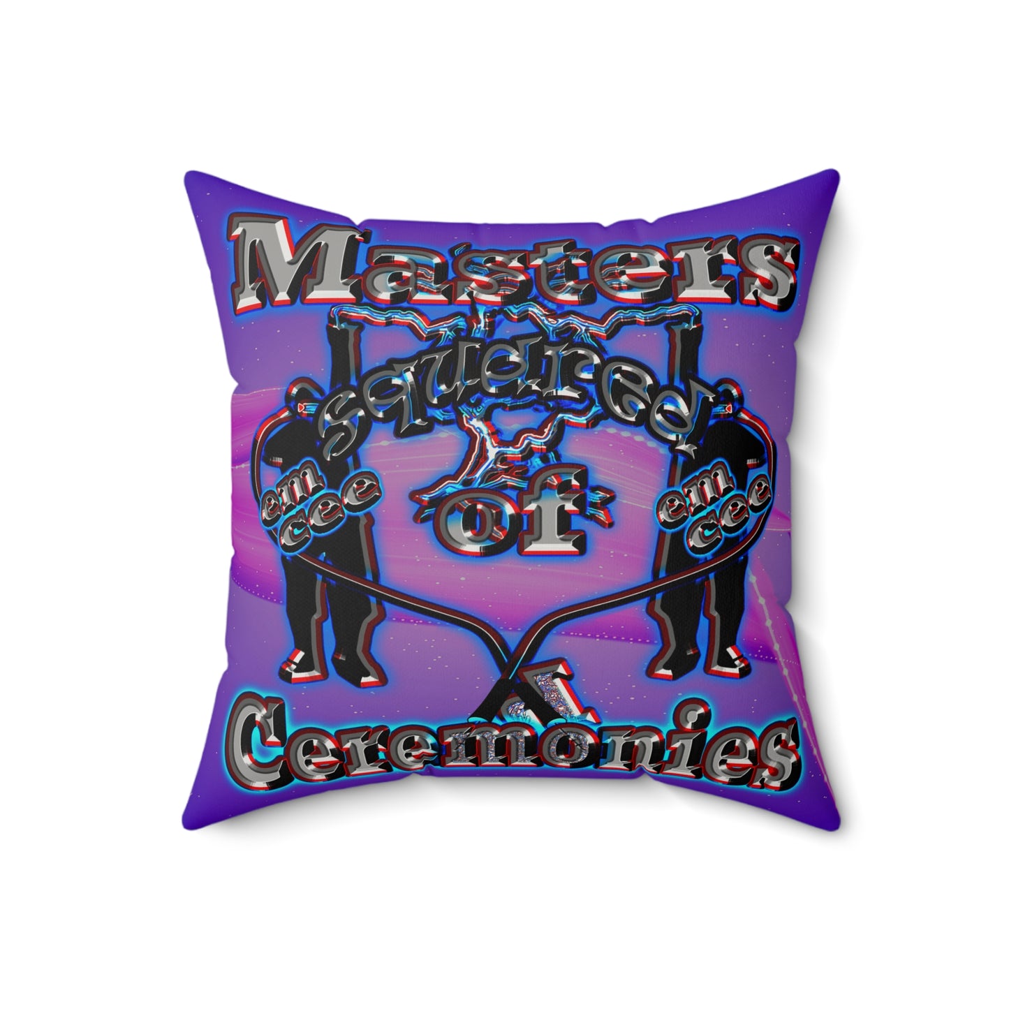 em cee squared - Faux Suede Square Pillow - (purple-pink wave)