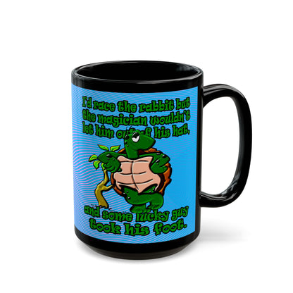 turtle race - Black Mug (light blue-purple wave)