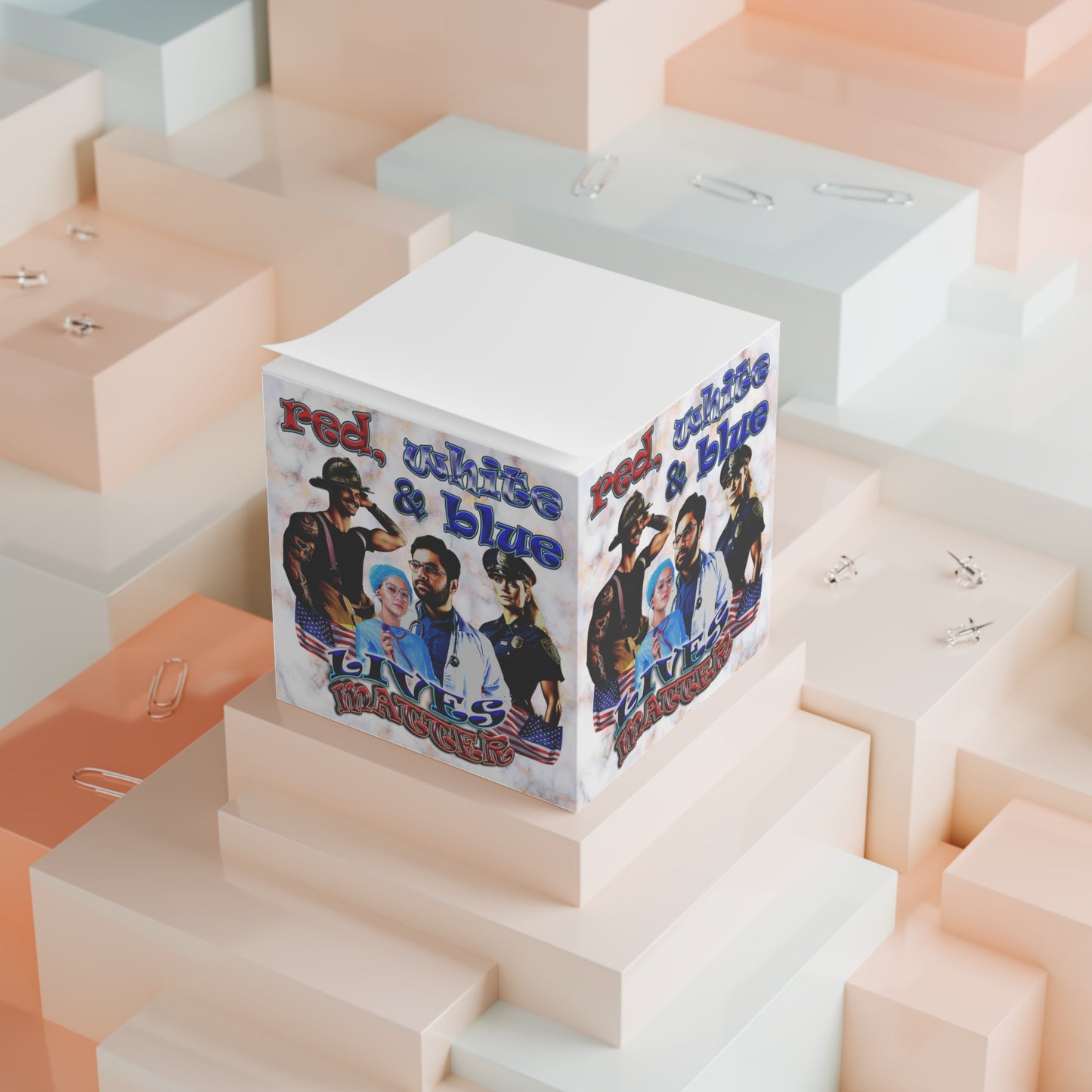 rw&b lives matter - note cube (white marble)