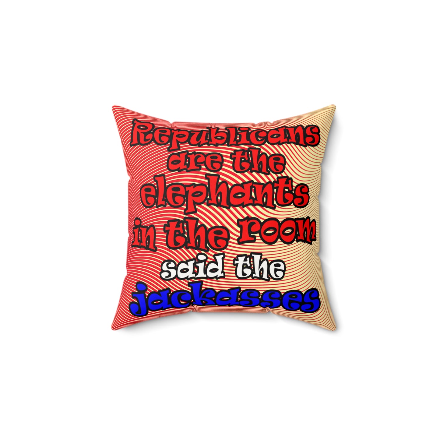 donkeys and elephants - Faux Suede Square Pillow - (yellow-orange wave)
