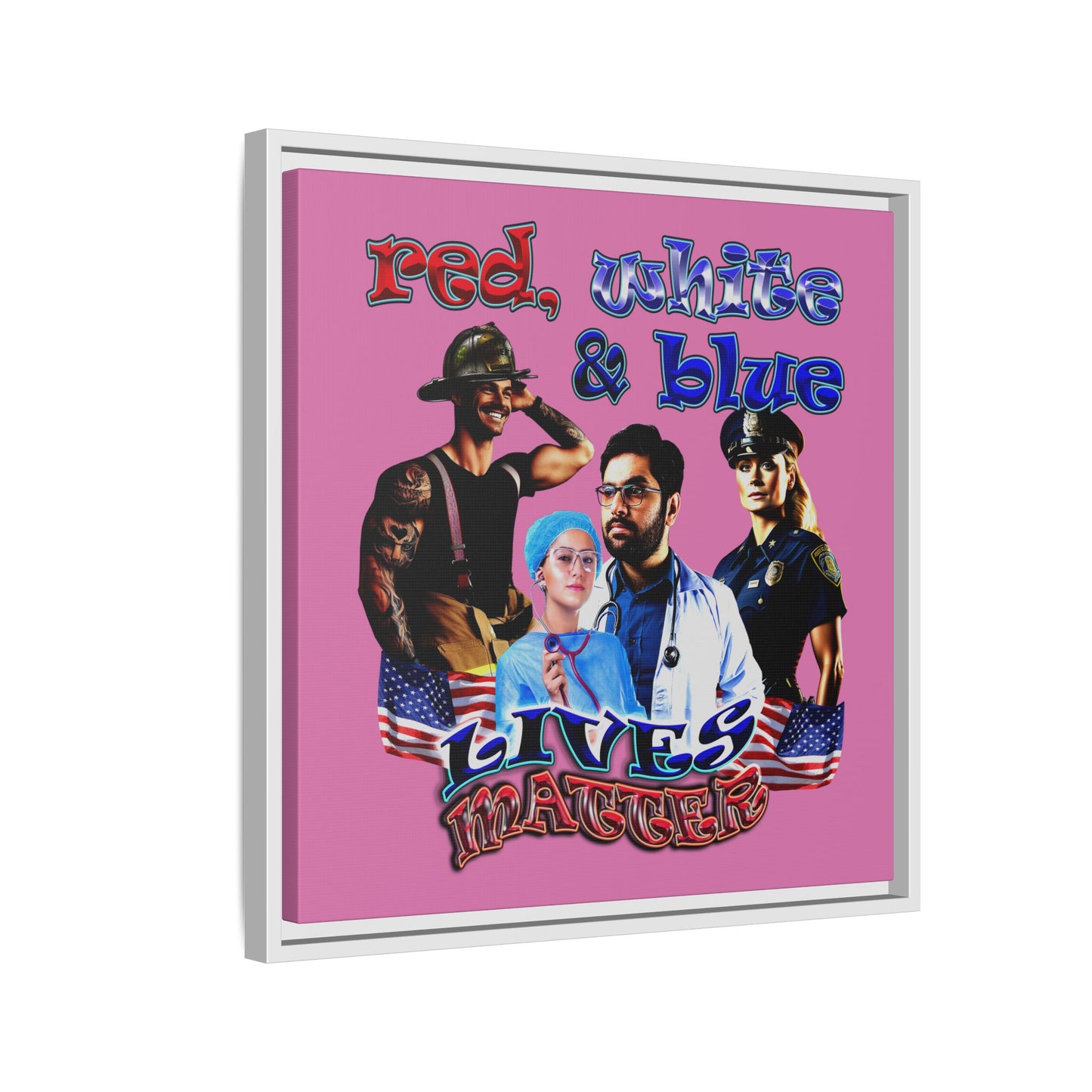 rw&b lives matter - framed canvas art (light pink)