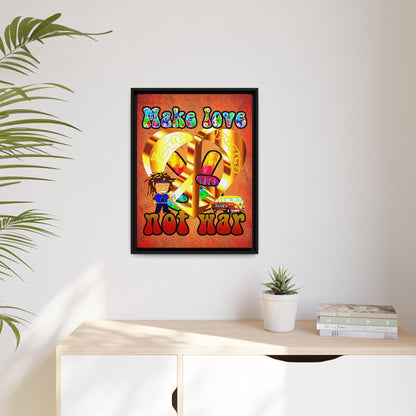 love peace - framed canvas art (burnt orange)