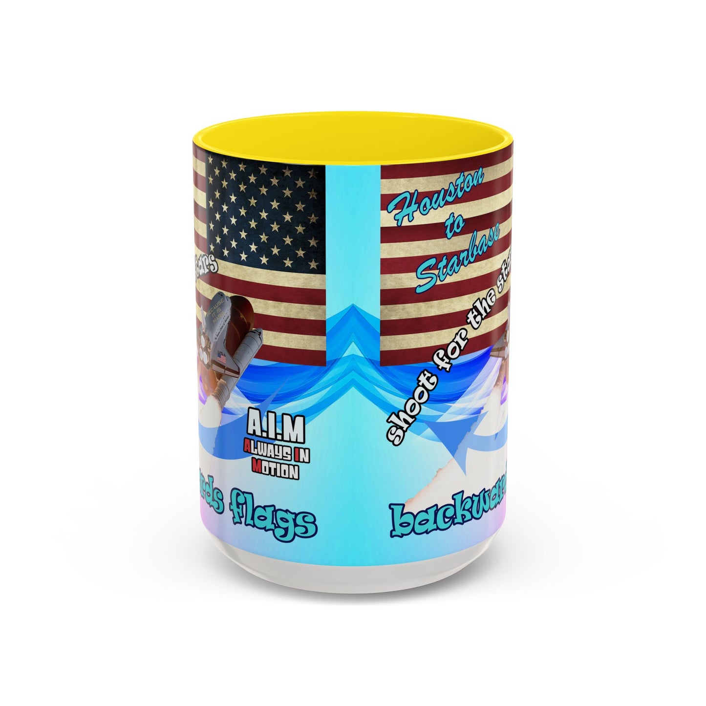 shoot for the stars - Accent Mug (light blue-pink wave)