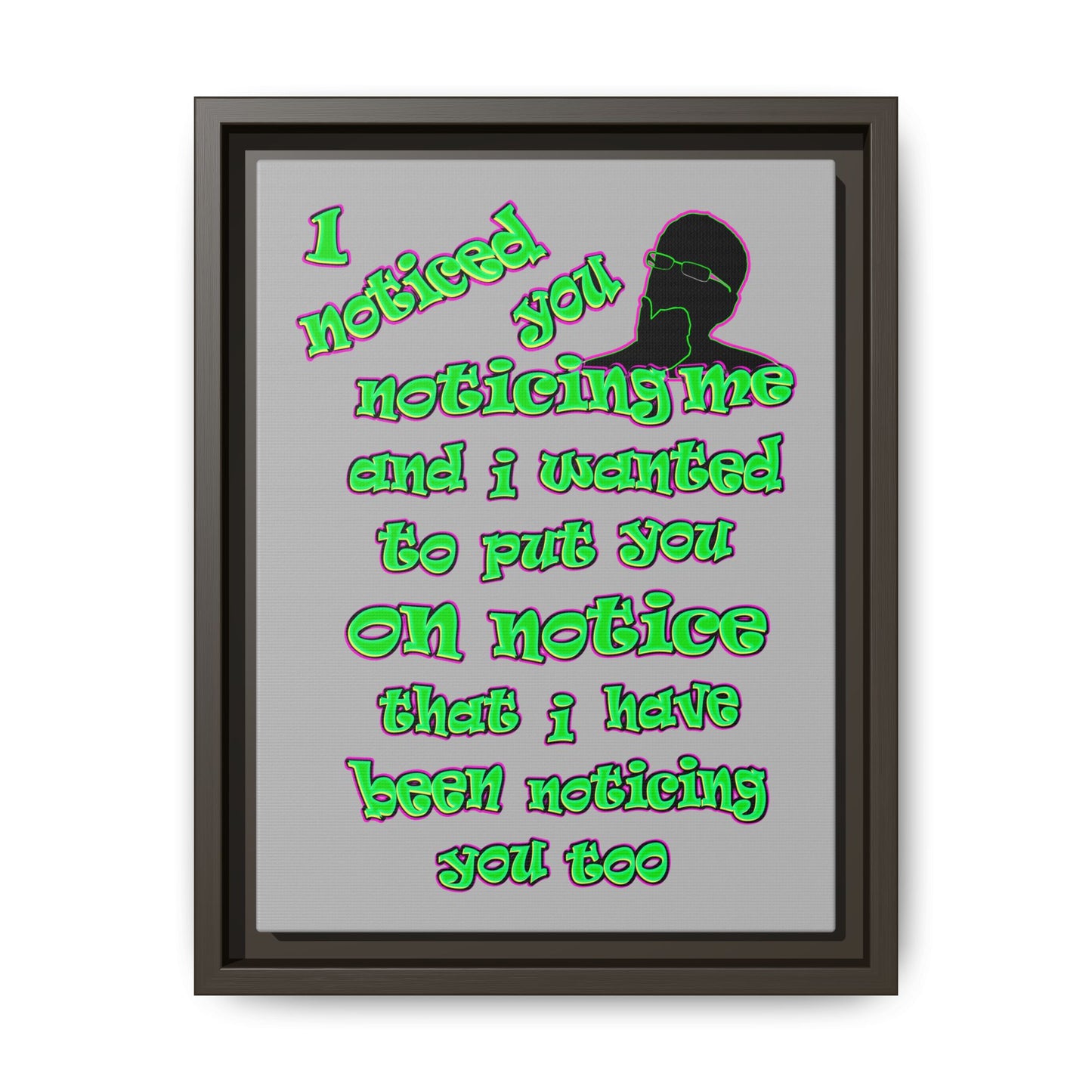 noticed you noticing - framed canvas art (light grey)