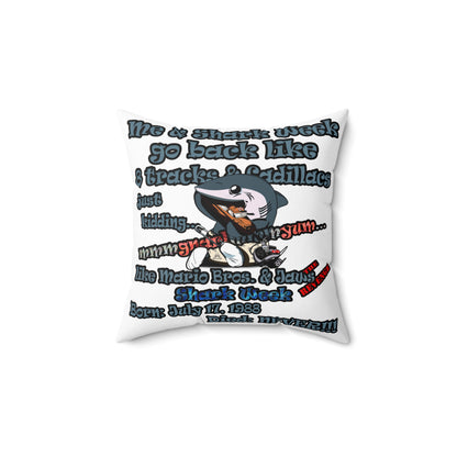 shark week - Faux Suede Square Pillow - (white)