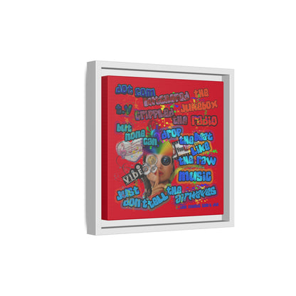 drop the beat - framed canvas art (dark red)
