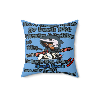 shark week - Spun Polyester Square Pillow - (light blue)