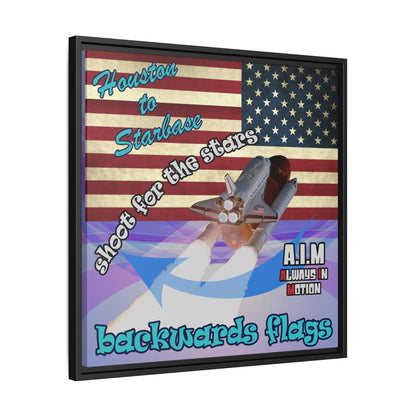 shoot for the stars - framed canvas art (light blue-pink wave)