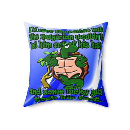 turtle race - Spun Polyester Square Pillow - (blue-white wave)