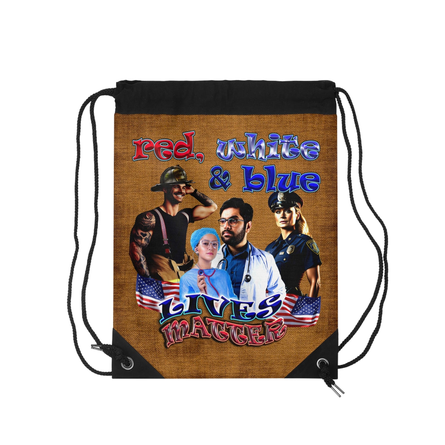rw&b lives matter - Drawstring Bag (dichromatic brown papyrus)