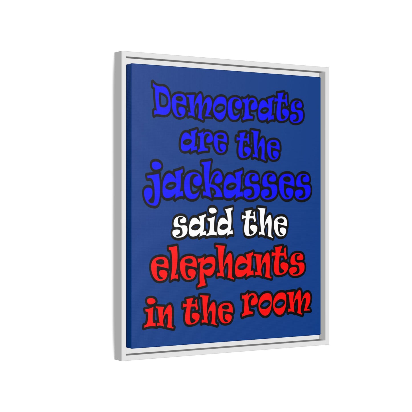 donkeys and elephants - framed canvas art (dark blue)