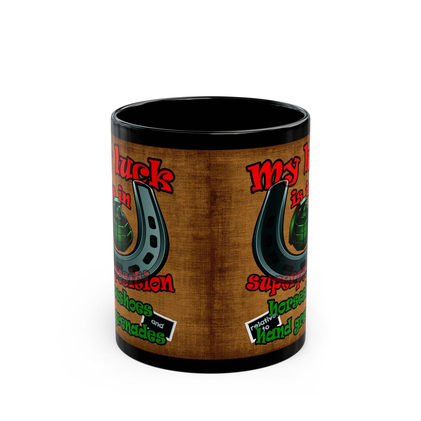 my luck - Black Mug (brown papyrus)
