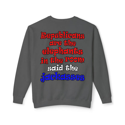 donkeys and elephants - Unisex Lightweight Crewneck Sweatshirt
