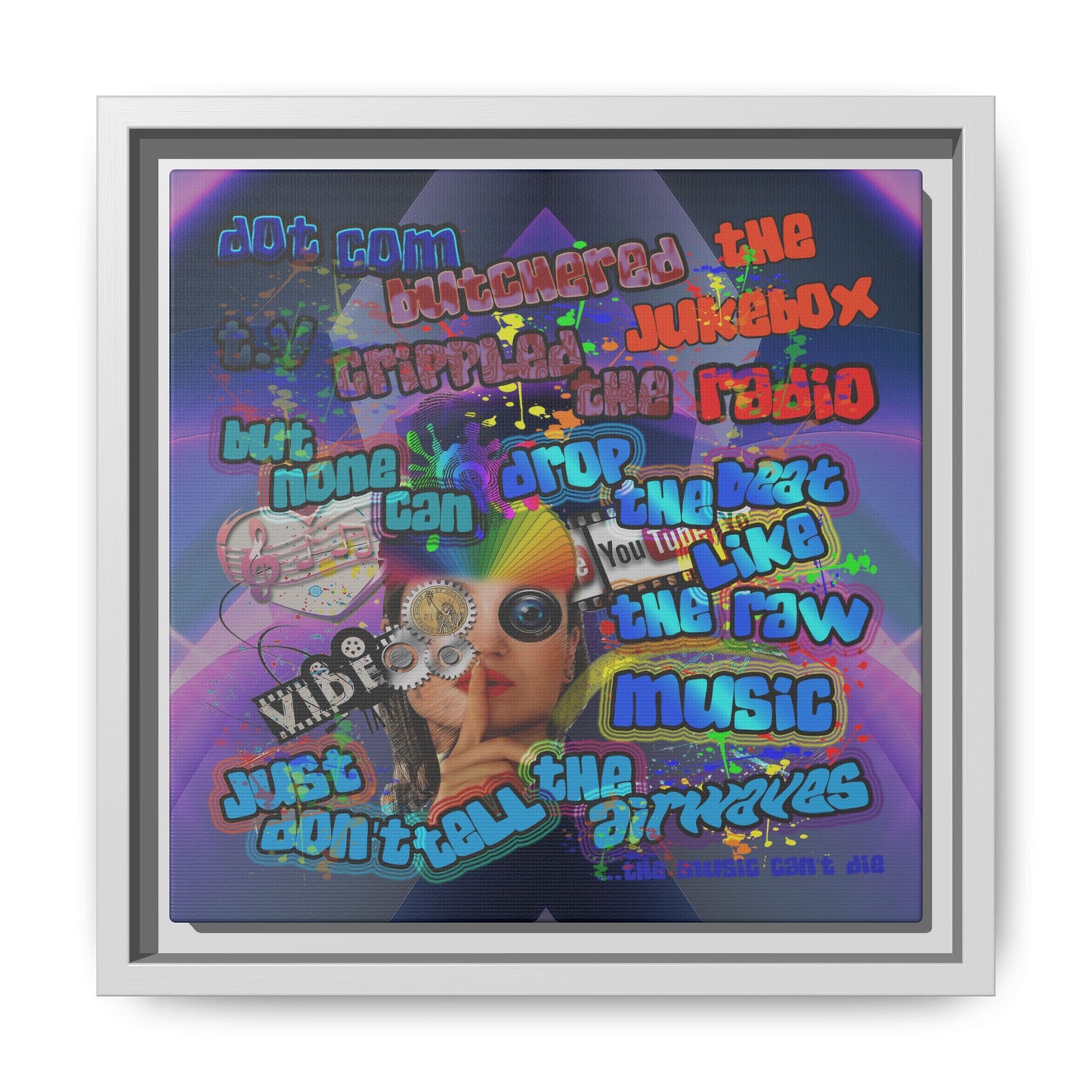 drop the beat - framed canvas art (grey-pink wave)
